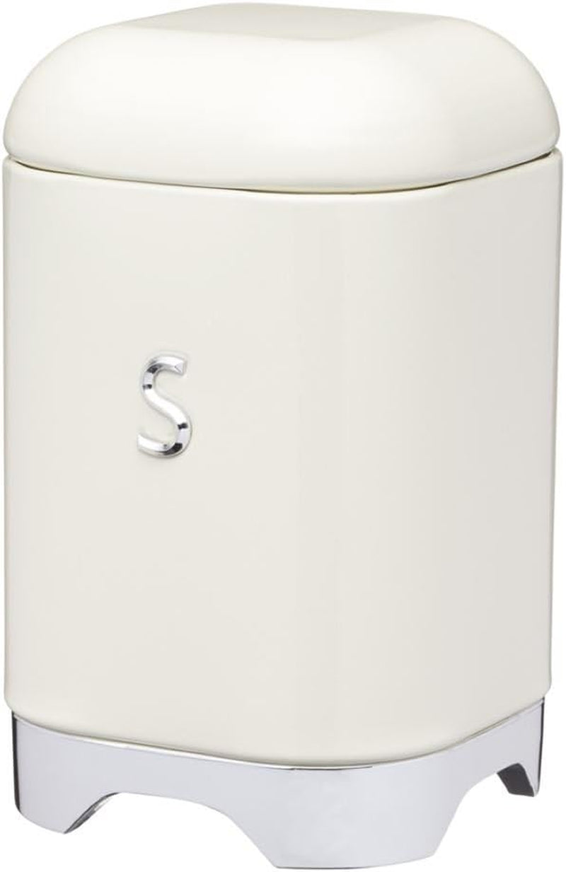 KitchenCraft Lovello caddy pentru ceai, caddy din oțel alb, suprafață texturată, stil 1950 cu capac, pentru ceai vrac și pliculețe de ceai, 11 cm x 11 cm x 19 cm, Ice White Cutii depozitare alimente Naty Shop Vanilie Zahăr