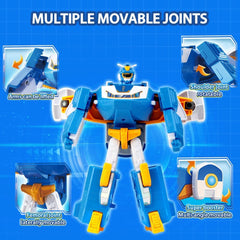Super Wings 2-In-1 Mini World Aircraft Transforming Robot cu efecte luminoase și sonore, jucărie transformabilă pentru fete și băieți de la 3 ani, albastru Action figures Naty Shop