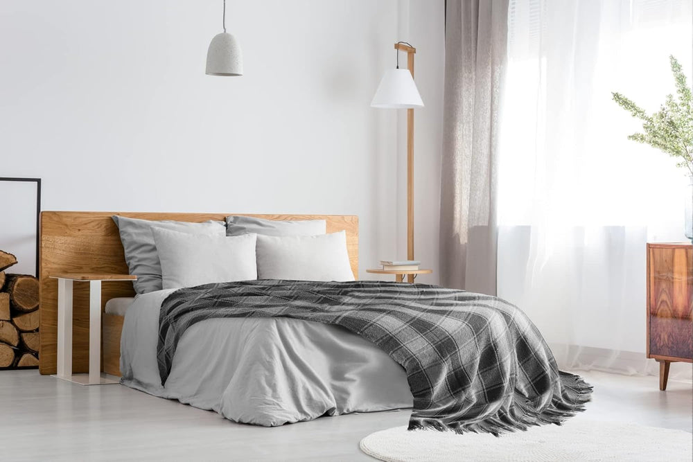 Frisco-Überwurf, recycelte Baumwolle, traditionell, kariert, für Stuhl, Couch, Couch, Überwurf, Decke, Anthrazit, 127 x 152 cm. Betten und Decken Emma Barclay