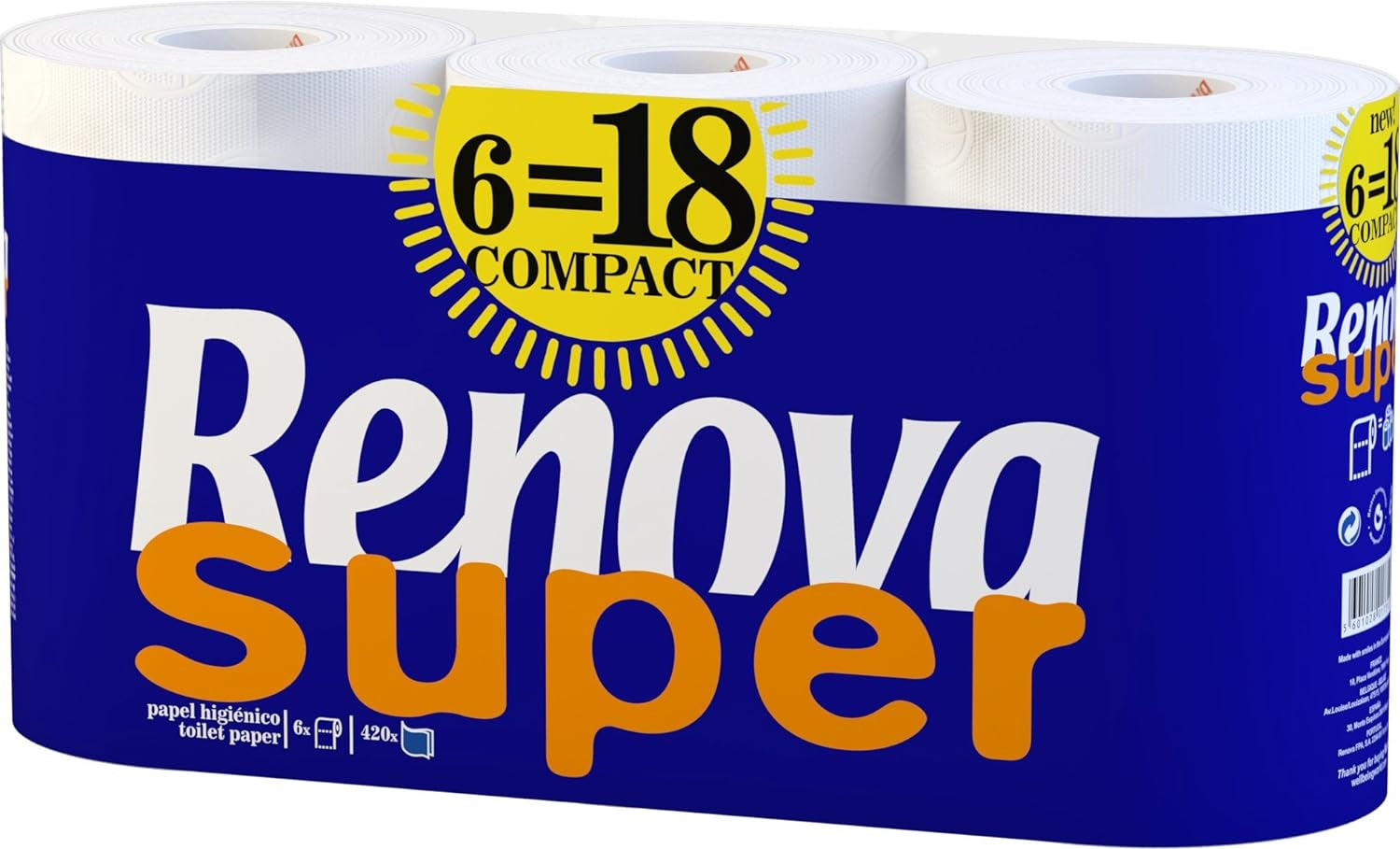 Hârtie igienică RENOVA SUPER COMPACT 6 role