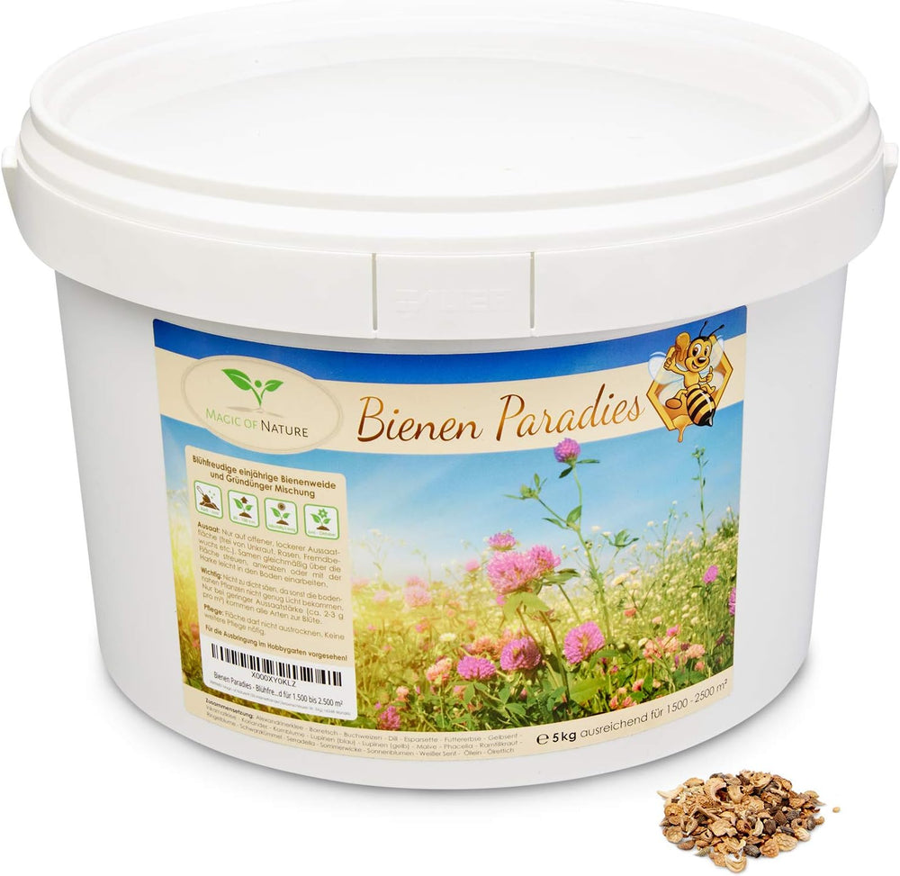 Magic of Nature Blumensamenmischung - Bienenparadies - 1 kg - Einfache Anwendung - Blühende Bienenweide - Aussaattipps - Für 300 bis 500 m²