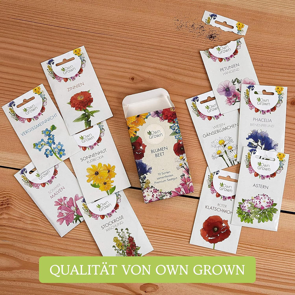 Blumensamen für Garten und Balkon: 10 Sorten Premium-Blumensamen als Pflanzensamen-Set - Balkonblumensamen - Wildblumensamen für Balkon und Garten von OwnGrown