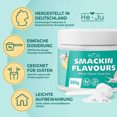 He-Ju, Pulver mit weißem Schokoladen- und Kokosgeschmack, 250 Gramm Aromen Naty Shop