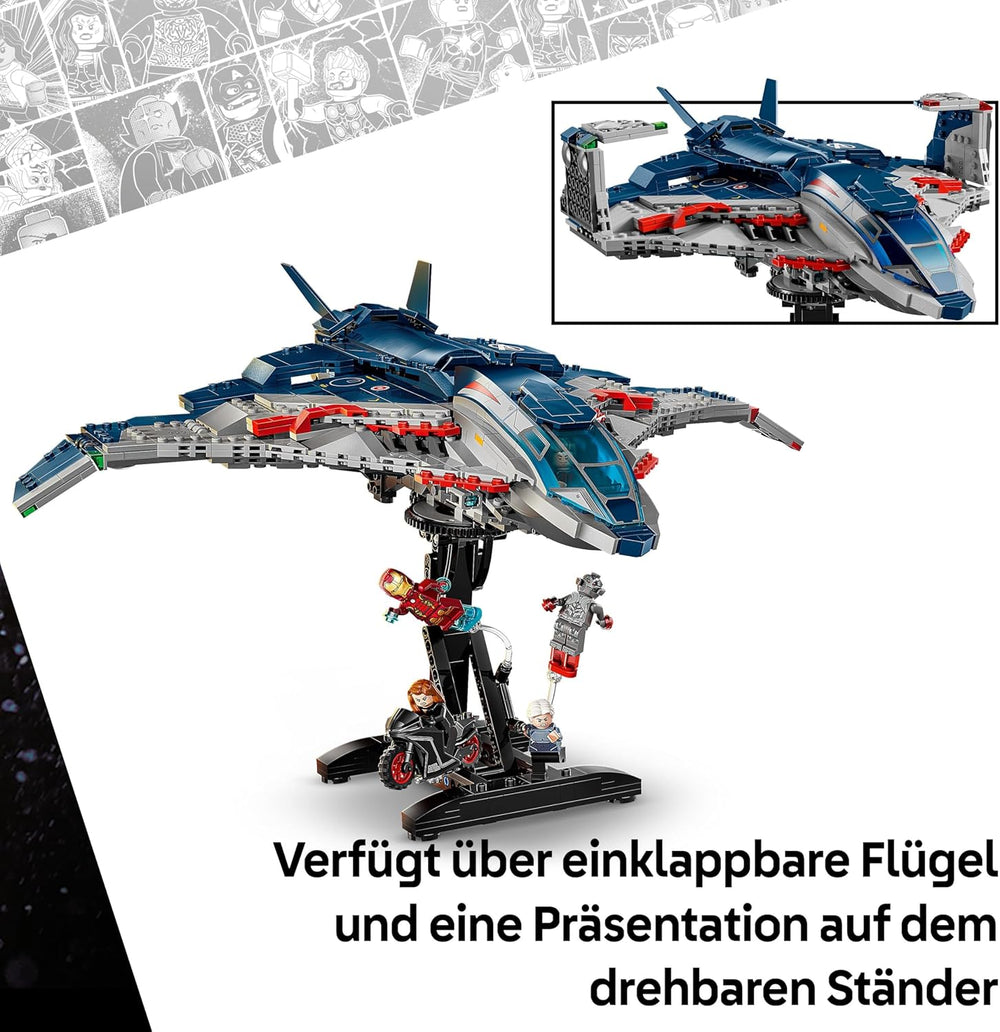 LEGO | Marvel Avengers: Age of Ultron Quinjet – Superhelden Spielzeug Flugzeug mit Motorrad und 5 Minifiguren, darunter Iron Man, Black Widow und Ultron – Geschenk für Jungen ab 12 Jahren – 76325