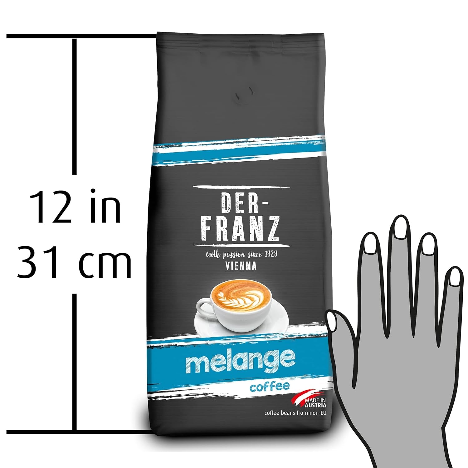 Cafea Der-Franz Melange, Intensitate 3/5, 100% Arabica, boabe întregi de cafea, 4 x 1000 g