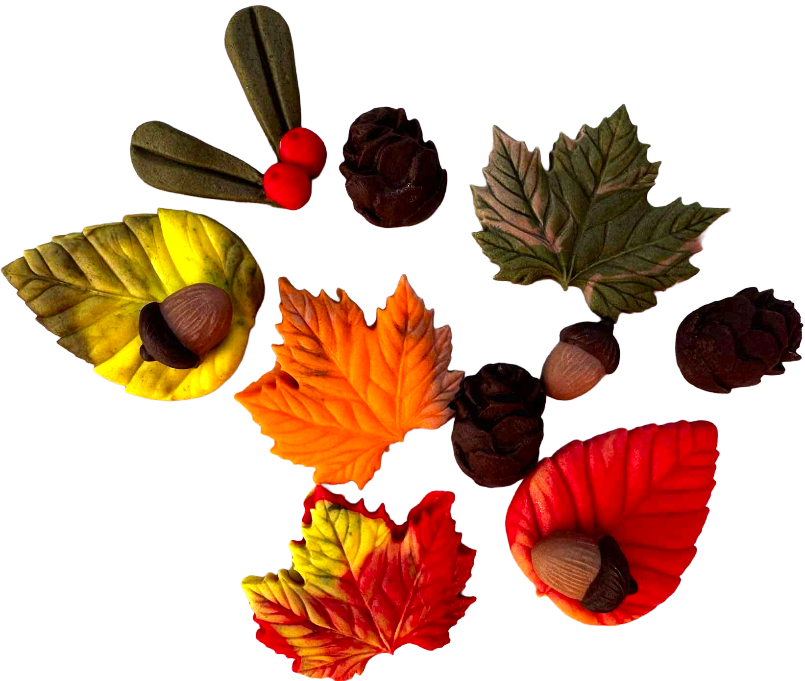 Herbst-Set mit 12 essbaren Tortendekos aus Fondant – Blätter kaufen