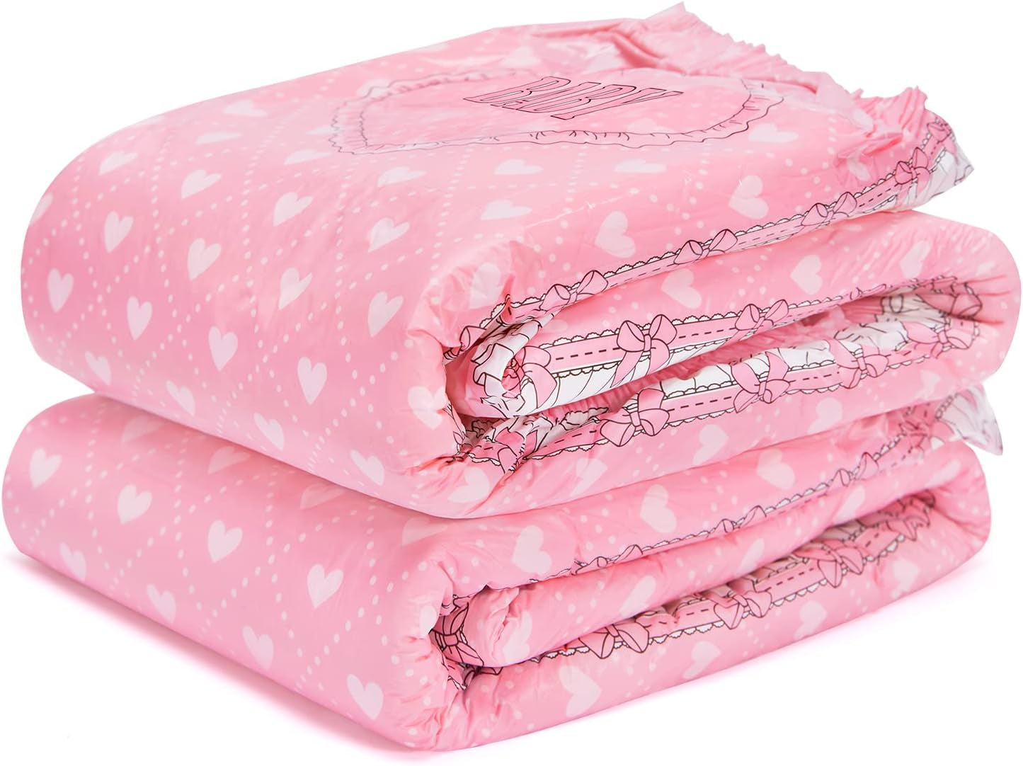 Bedruckte Windeln für Erwachsene, 5500–5800 ml, 2er-Pack – Blushing Baby (M)