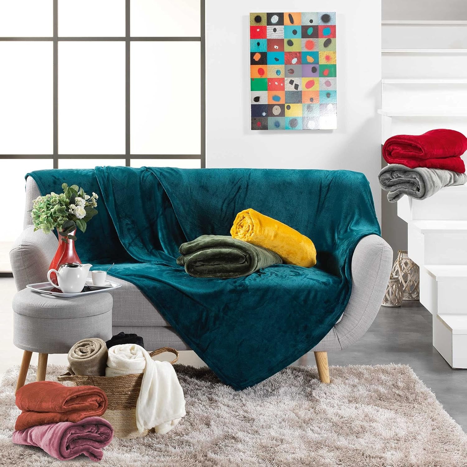 Douceur D'Intérieur, Flanelldecke, 125 x 150 cm, Rosa, Flanellbettdecken und Steppdecken Naty Shop