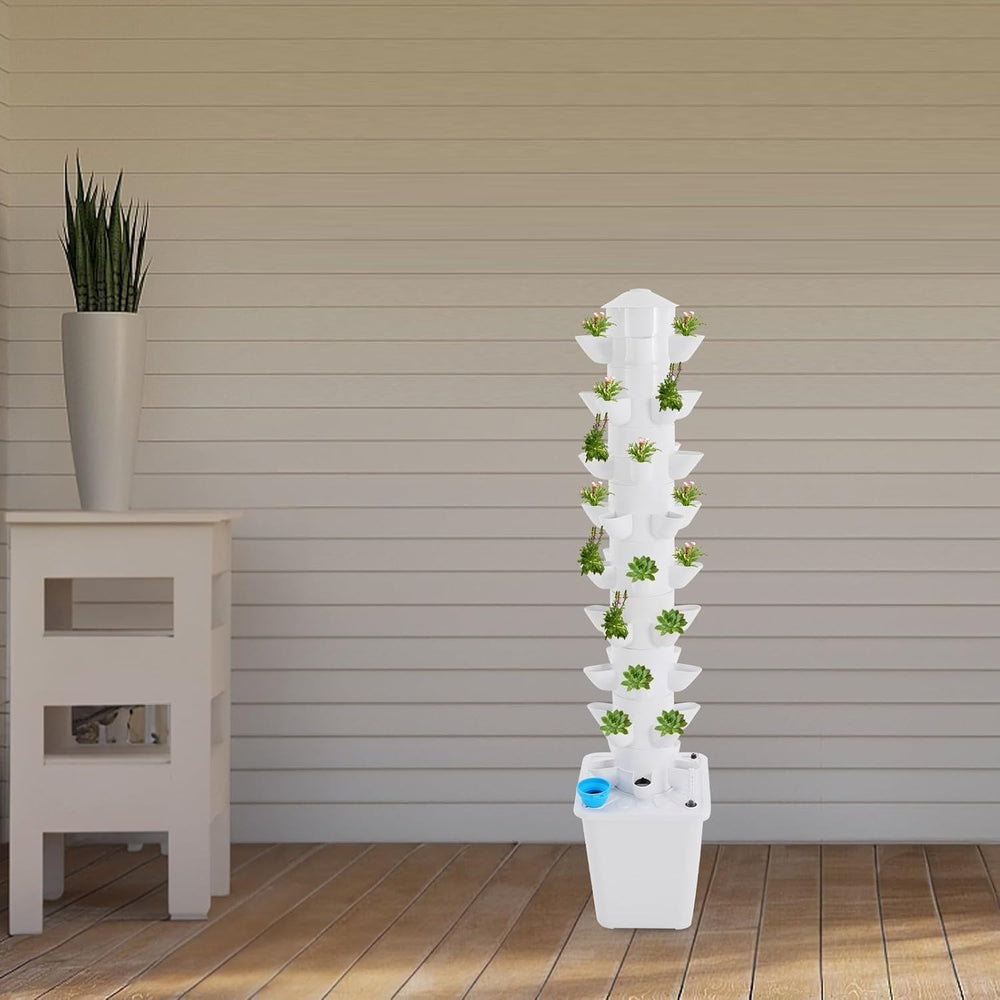 Hydrokultursystem, Hydrokulturturm, Indoor-Kräutergarten, Hydrokultur-Anbausystem mit 45 Pflanzplätzen, Wasserpumpe, Wassertank 20 l, vertikal, für Blumen und Gemüse