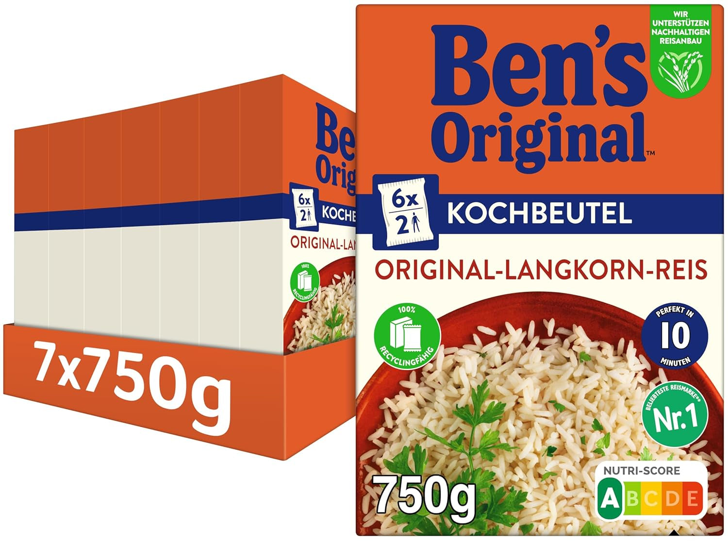 BEN'S ORIGINAL™ Langkornreis, im Beutel gekocht, 10 Minuten, 6 x 1 kg