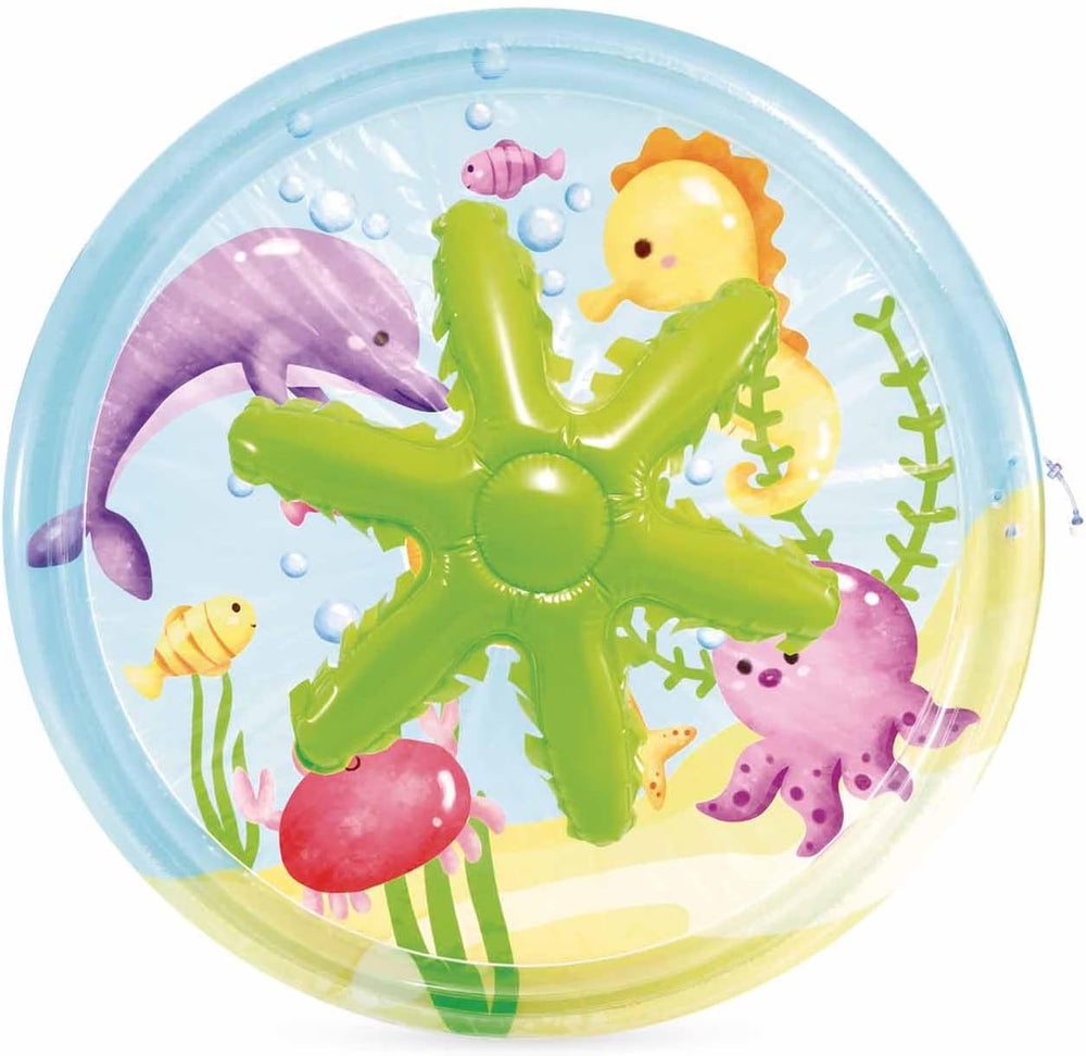 Intex aufblasbarer Kinderpool mit Palmenbrause, Ø 173 x 104 cm, mit Wasserbrause, Schlauchanschluss, Fassungsvermögen 166 L, tropisches Design, strapazierfähiges Vinyl, für Kinder ab 2 Jahren (56433)