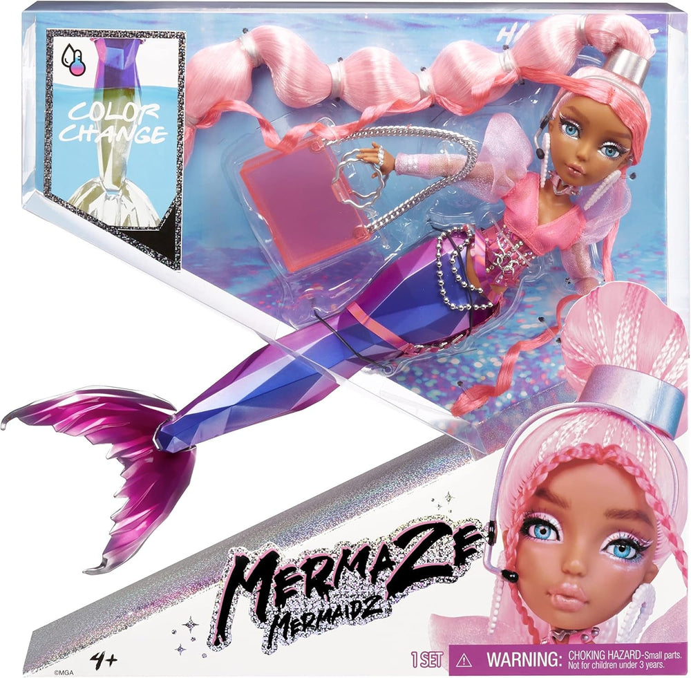 MGA Entertainment Mermaidz - JORDIE - Meerjungfrauen Puppe mit Farbwechsel & Schwarz-Blondem Haar - Inklusive Outfit & Zubehör - Voll beweglich - Zum Sammeln - Für Kinder ab 4 Jahren 580836
