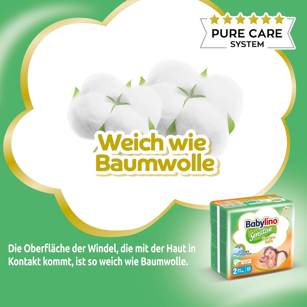 Windeln für empfindliche Babys, Größe 2, Mini (3-6 kg), 192 Windeln