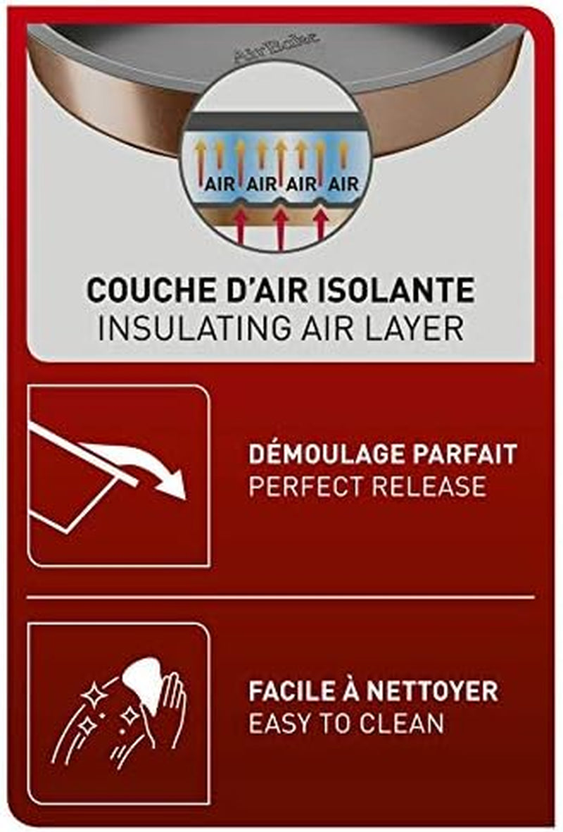 Tefal Airbake J2555014 Muffinform, Antihaftbeschichtung, Karbonstahl, Braun, 29 x 41 cm Formen und Bleche zum Backen Naty Shop