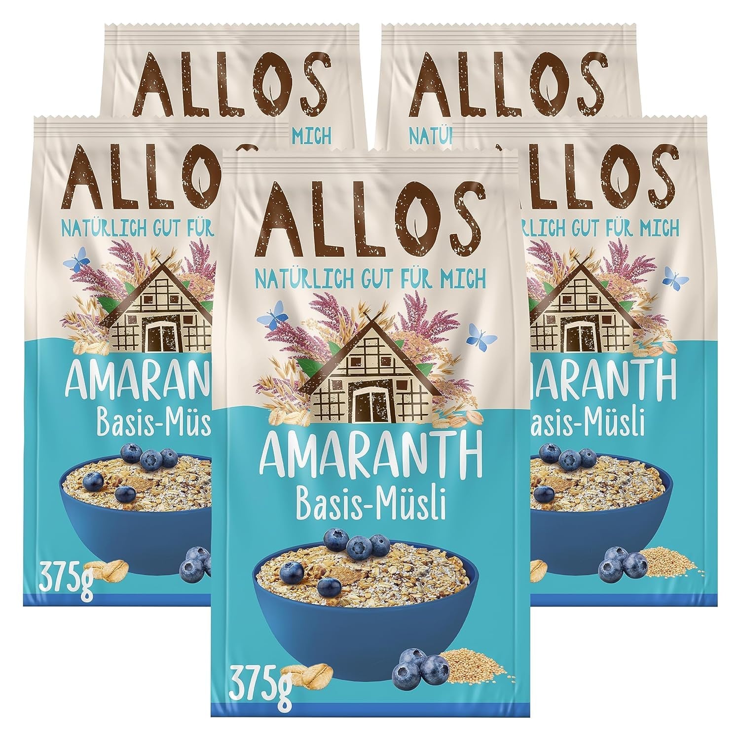 Allos ungesüßtes Proteinmüsli | Bio-Müsli | Haferflocken | Müsli zum Frühstück | Vegan (5 x 450g), 1 Stück (5er Pack)