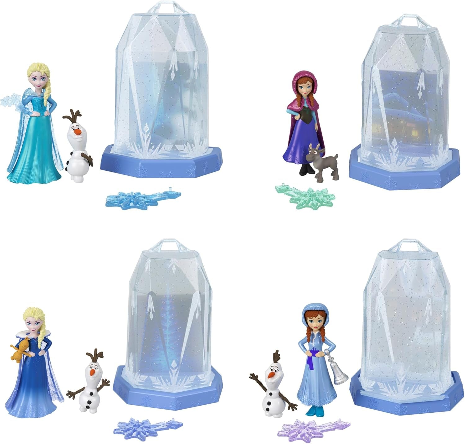 Mattel Disney Frozen Ice Reveal, păpușă mică cu gel pufos de gheață și 6 surprize, inclusiv figurină prietenă și accesorii (păpușile pot varia) HRN77