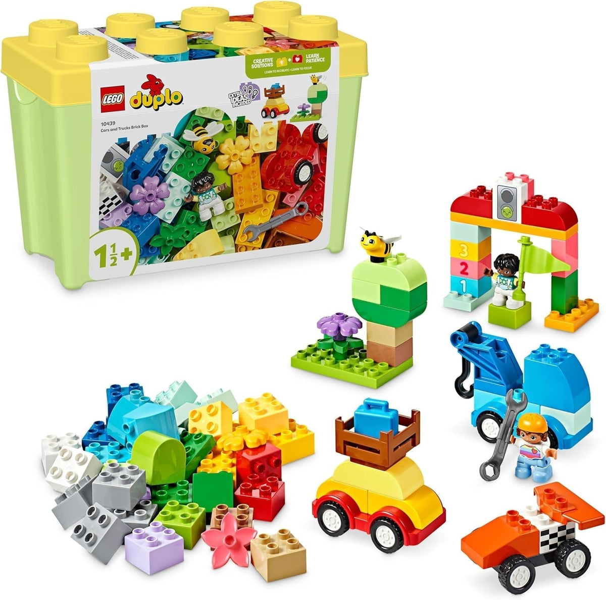 LEGO DUPLO Classic Brick Box Cars and Trucks, Fahrzeug-Spielset für 1,5-jährige Kinder, kreatives Lernspielzeug, Autospielzeug und Rennwagen-Set 10439 Bausätze Besuchen Sie den LEGO-Store Default Title