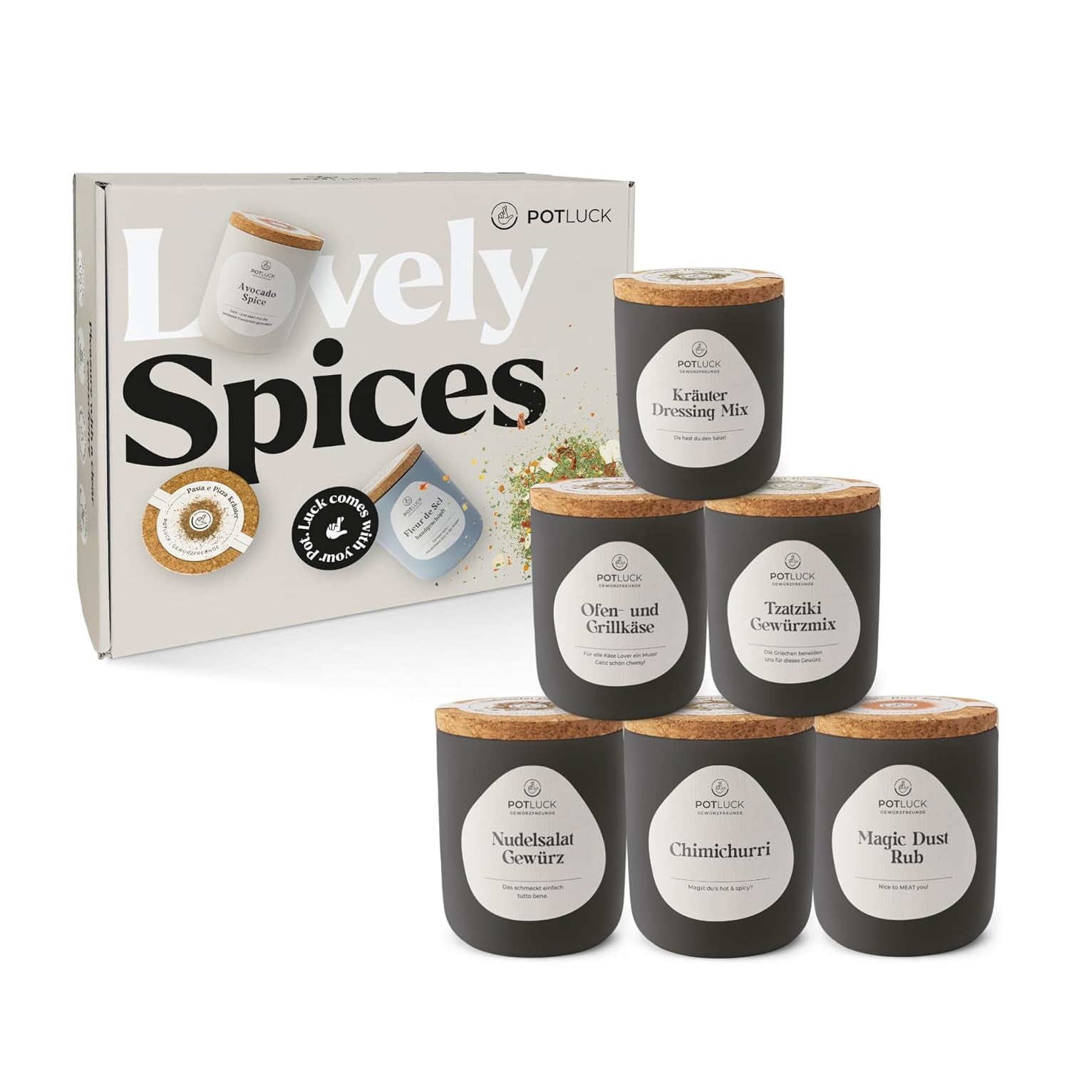 Potluck | Feta-Gewürz | Gewürzmischung im Keramiktopf | 50g | Mit natürlichen Inhaltsstoffen