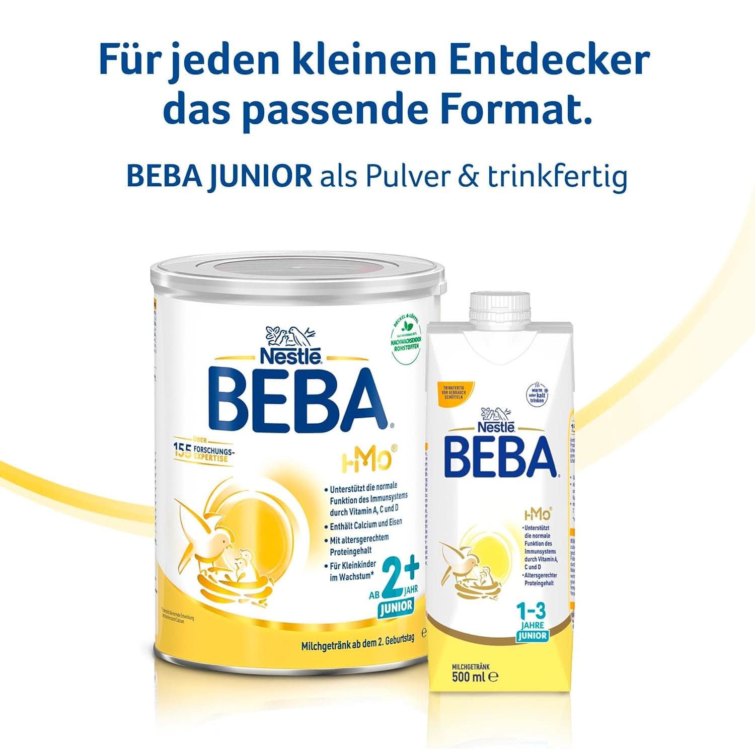 BEBA Junior 2+ Milchgetränk zum 2. Geburtstag, HMO 2'-FL Babynahrung, nur Laktose, frei von Palmöl, Packung 6 (6 x 800 g) Mutter und Baby Naty Shop