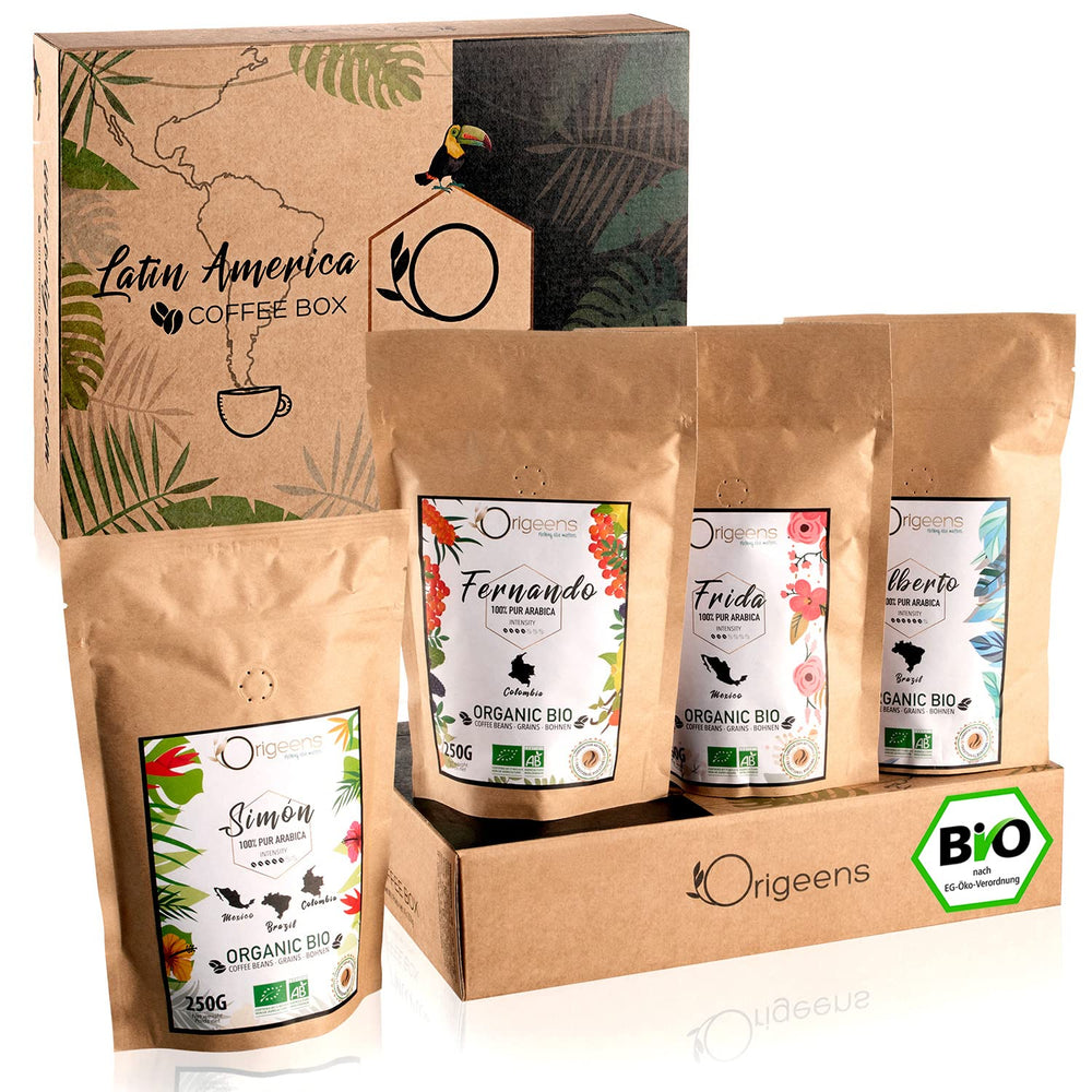 ORIGEENS Bio Kaffeebohnen Probierset 1kg | Premium Bio Arabica Kaffee Ganze Bohnen Set 4x250g | Traditionelle Röstung | Kaffee Geschenkset