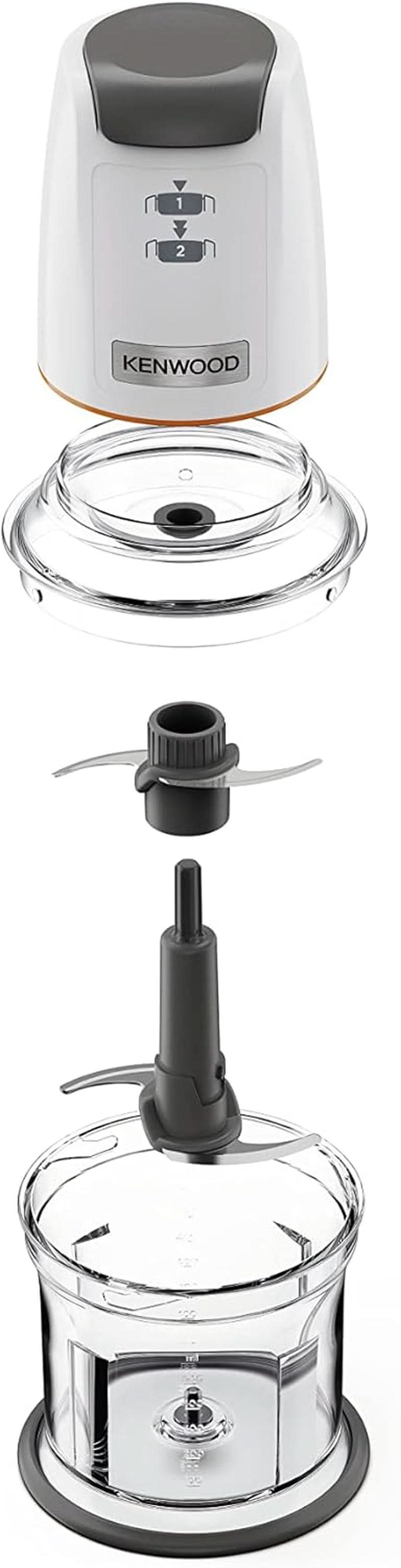 Kenwood Easychop CHP61.000WH, Zerkleinerer Mit Vier Klingen, Schüssel 0,5 L, Druckantrieb, 2 Geschwindigkeiten, Rutschfester Ring, Spülmaschinenfest, Eisbrecher, 500 W, Weiß Kitchen Naty Shop