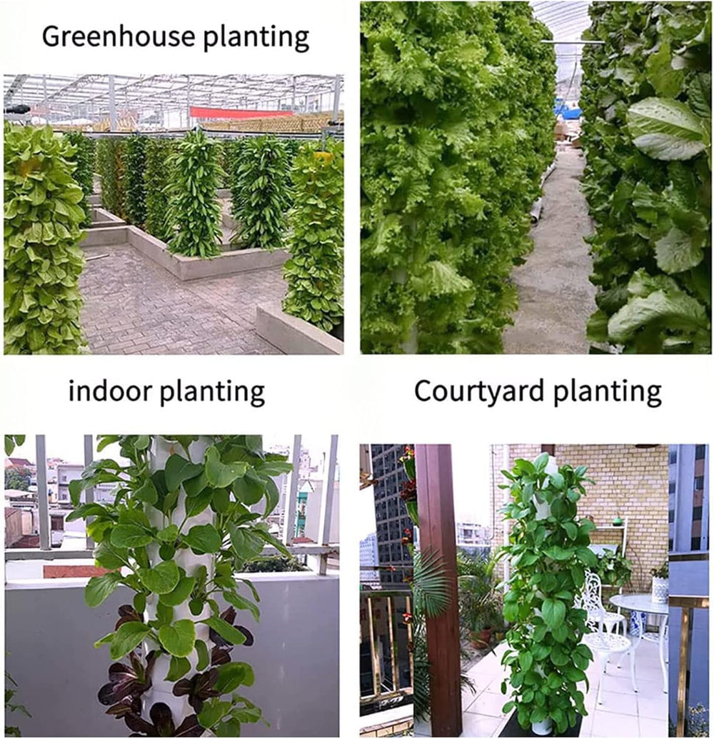 Hydrokulturturm, 15-stufiges 45-Loch-Wachs-Aquaponiksystem, kabelloses Garten-Aeroponik-Anbauset für Kräuter, Obst und Gemüse mit Trinkpumpe, Adaptern, Netztöpfen