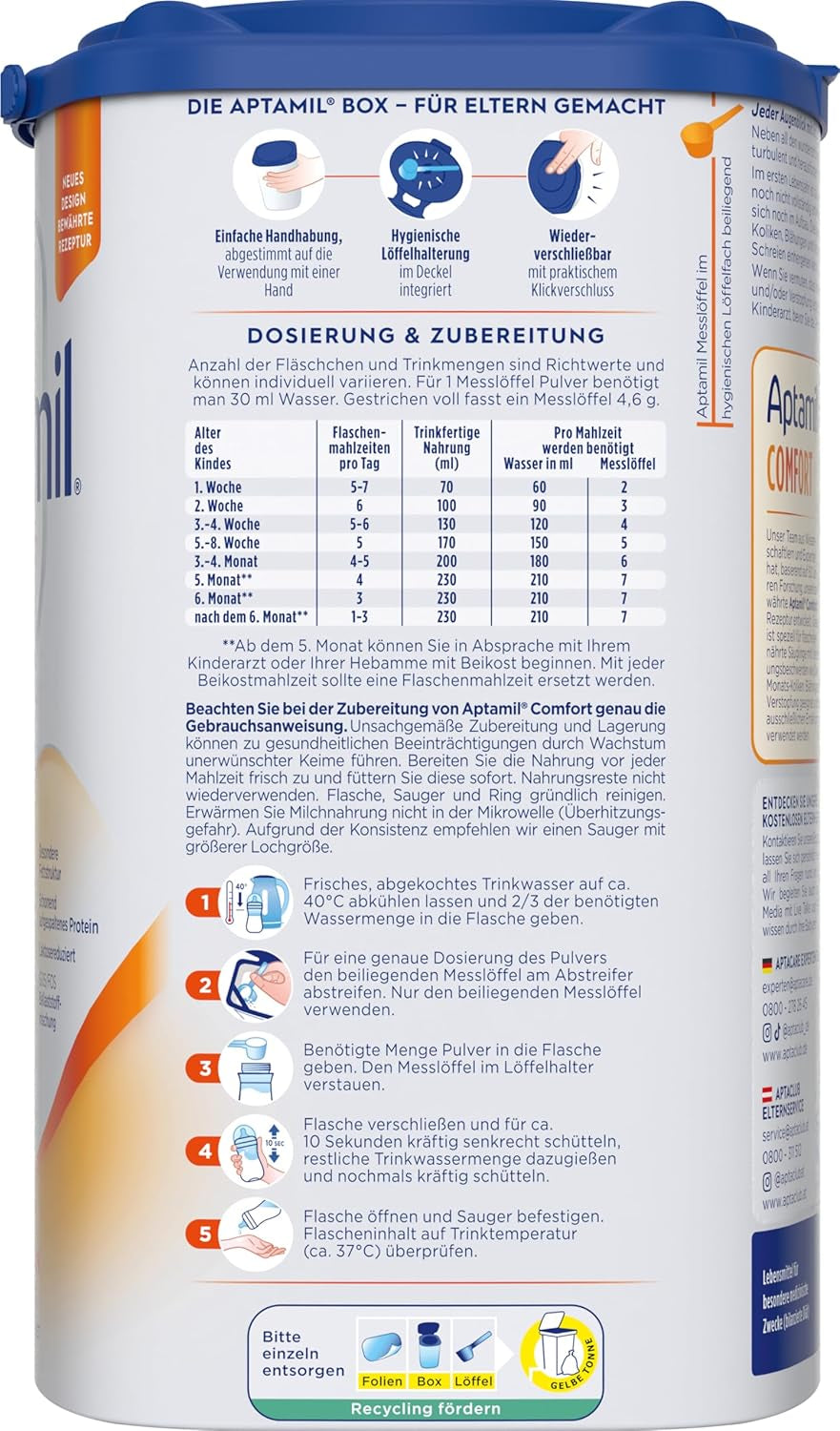 Aptamil Comfort – Spezialformel ab der Geburt – 1 x 800 g