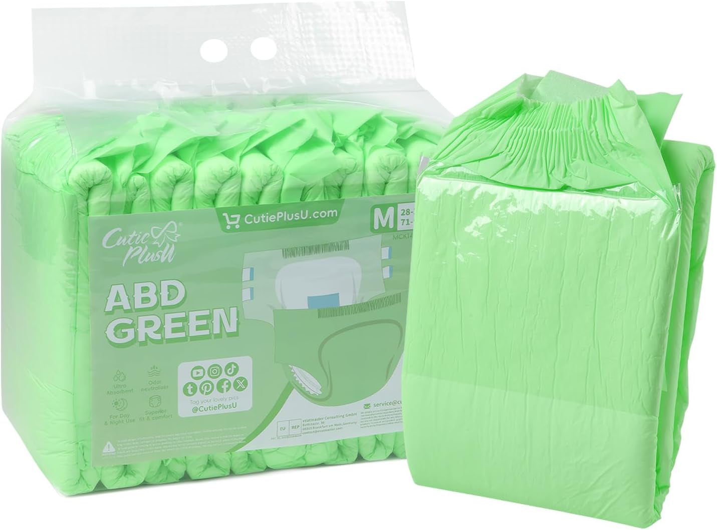 CutiePlusU Erwachsenenwindeln, 10er-Pack Einweg-Inkontinenzhöschen mit Schlaufen für Damen und Herren, maximale Saugfähigkeit über Nacht – Weiß (mittlere Größe 71–96 cm)