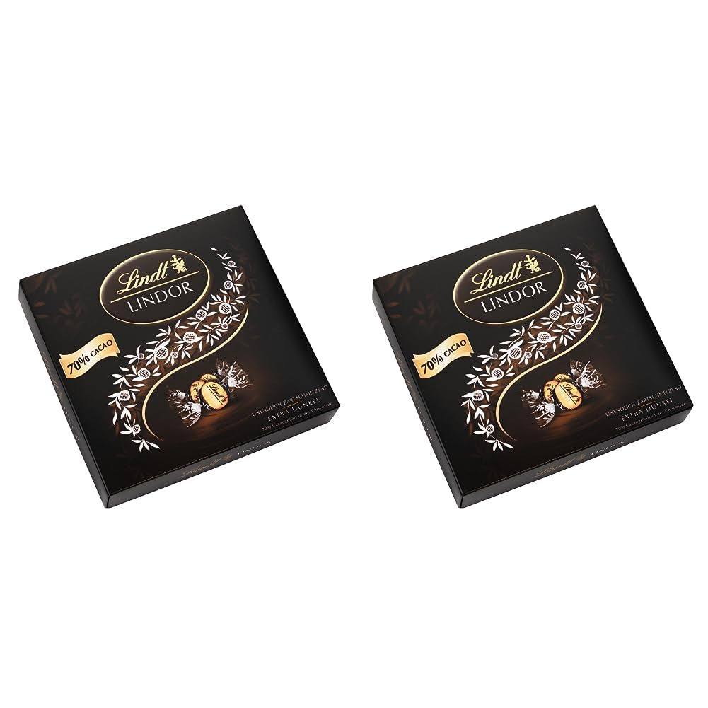 Geschenkbox LINDOR Extra Black 70% Kakao, Geschenkschokolade, ca. 15 LINDOR Trüffel, 186 g (2er Pack)