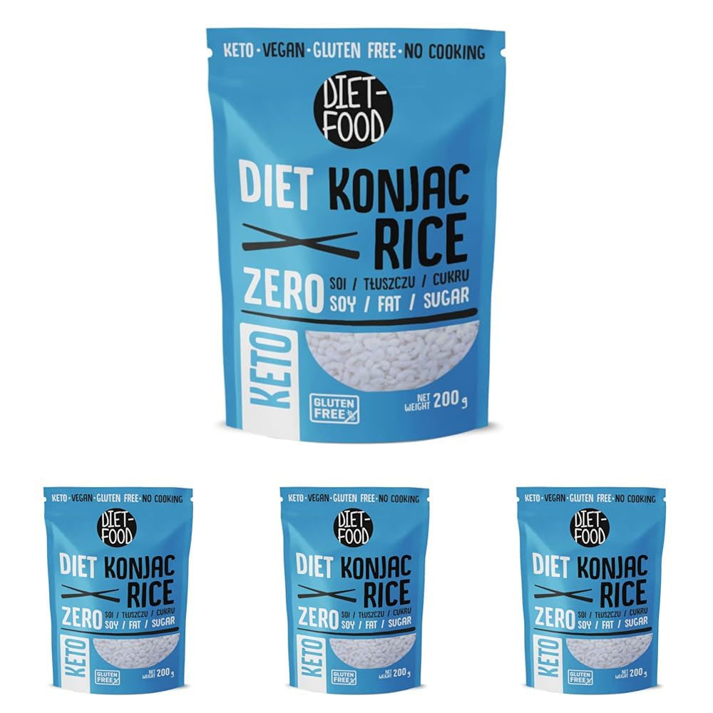 DIET-FOOD Instant-Shirataki-Konjac-Reis, kohlenhydratarm, kalorienarm, vegan, fettfrei, sojafrei, glutenfrei, Keto-freundlich, schlankmachende Reisnudeln, 200 Gramm