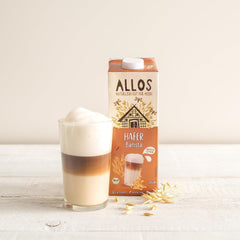 Allos Bio Haferdrink Barista | Milchalternative aus Hafer | Schaumbarer Drink auf Pflanzenbasis | Perfekt zum Kaffee. Veganes, laktosefreies Getränk | 1 Liter (6 Stück)