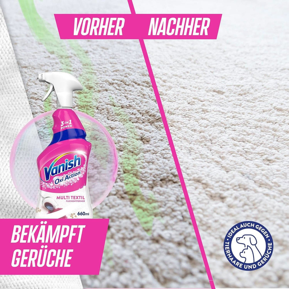 Vanish Oxi Action Multi – Textil-Fleckenentferner-Spray – 660 ml – Textilwaschmittel für Teppiche und Polster – gegen Schmutz und Uringeruch Naty Shop