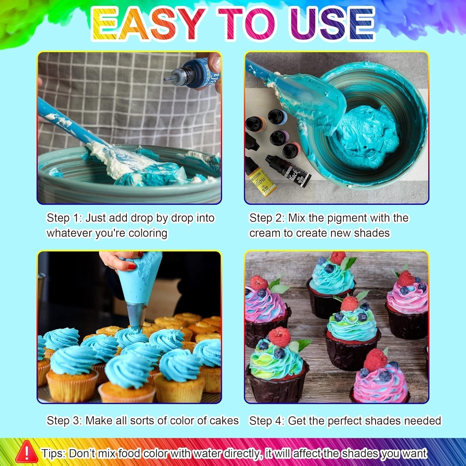 Colorant alimentar, 7 x 12 ml, colorant alimentar lichid foarte concentrat. Set de culori, pentru colorarea aluatului, băuturilor, aromelor, săpunurilor, slime-ului. Decorațiuni pentru torturi, articole de copt (84 ml)