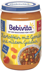 Menüs ab 8 Monaten Spaghetti Bolognese, 6er Pack (6 x 220 Gramm), mittelgroß Mutter und Kind Naty Shop 220 Gramm Kartoffeln mit Gemüse und leichtem Gulasch