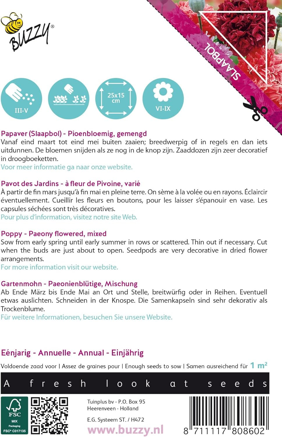 Mohnblumen Buzzy Mac Paeoniflorum Gef. Mischen.