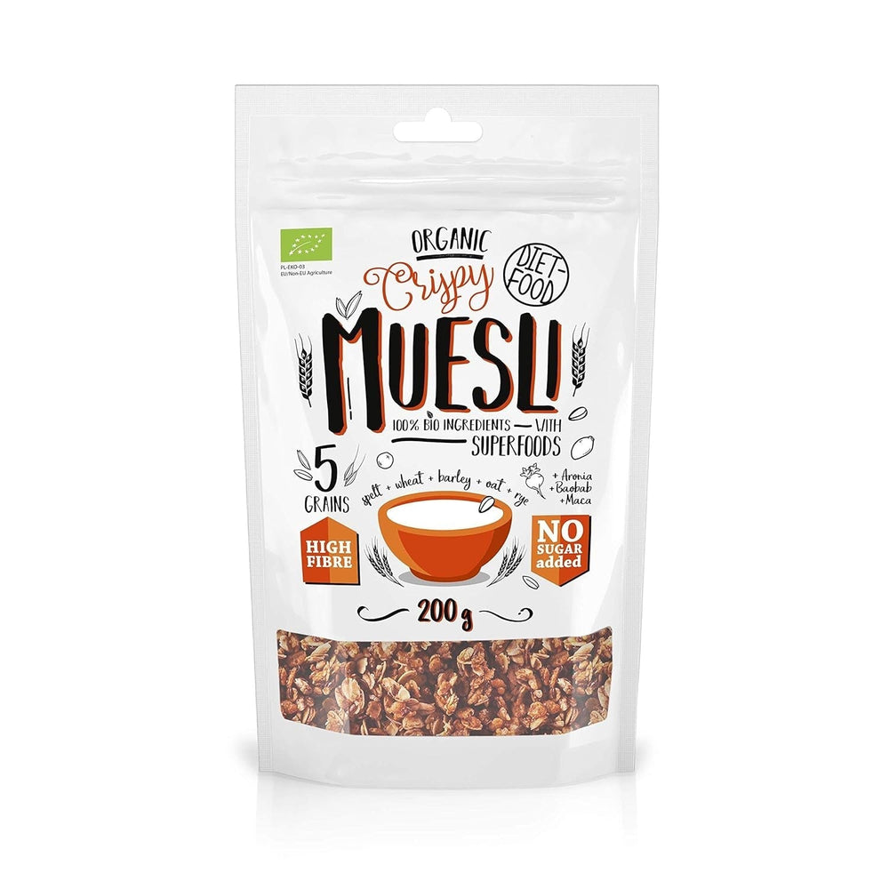 DIET-FOOD Keto Granola Mit Himbeere Low Carb Und Fettarm Glutenfreies Granola Frühstücksmüsli Non-Gmo Snack Ohne Zuckerzusatz 200G 1Er Pack Cereale Naty Shop 200 G (1Er Pack) Bio Muesli Crunch With Superfoods
