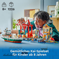 LEGO City Hafen mit Frachtschiff, Bauspielzeug für Jungen und Mädchen ab 8 Jahren, Geschenkidee für Kinder, Containerkran, Spielzeugschiff und 8 Minifiguren 60422 Bausets Besuchen Sie den LEGO-Store