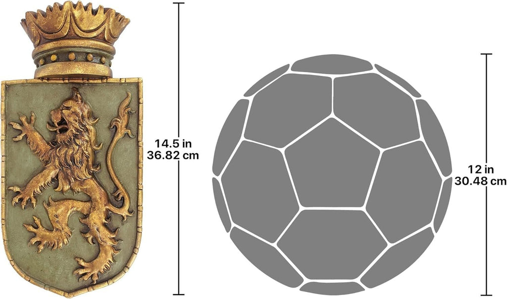 Design Toscano Scut medieval Leu vertical, sculptură murală Statuete si sculpturi Naty Shop