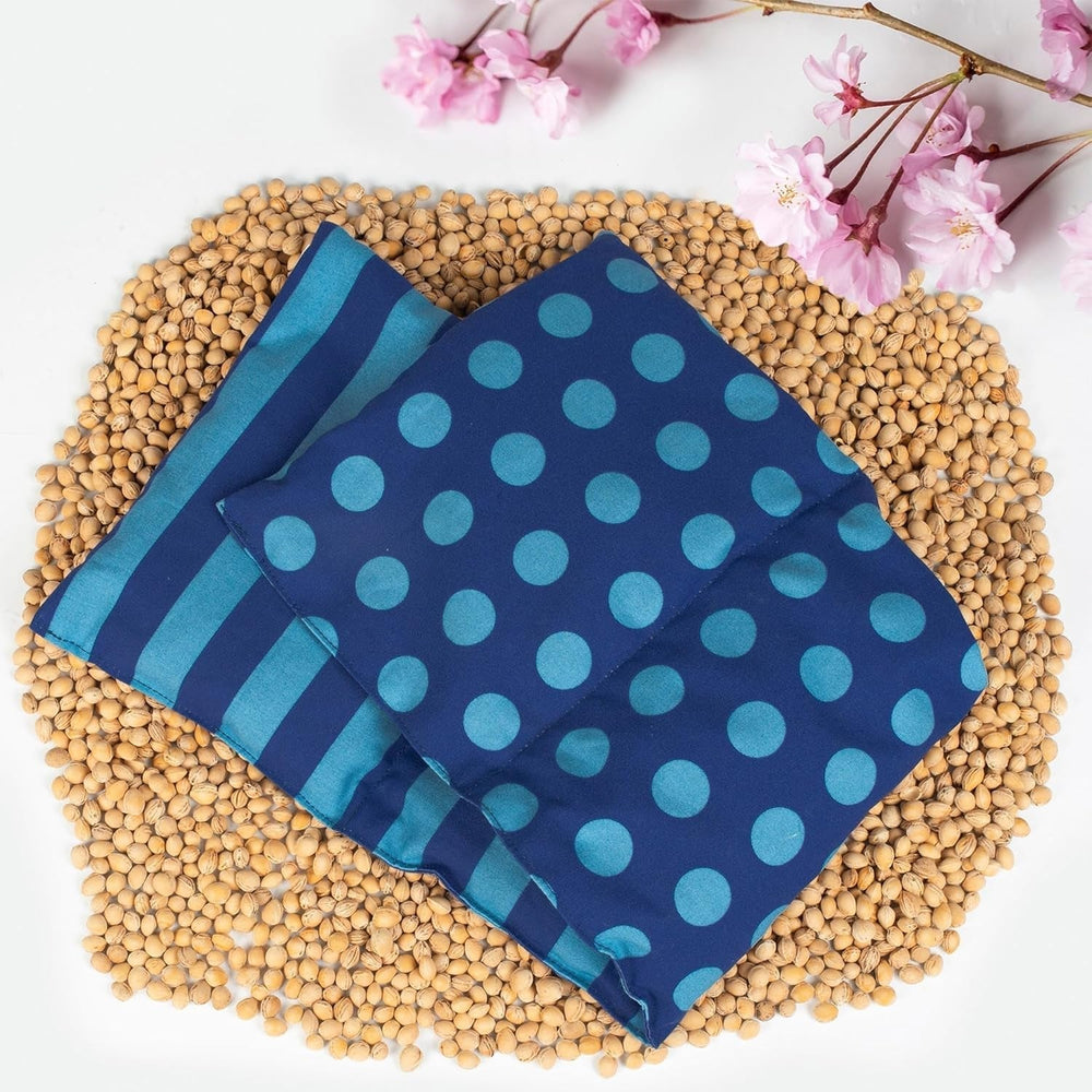 Pernă din piatră de cireș Potrivit pentru cuptor cu microunde și cuptor - Albastru cu dungi și puncte I Handmade I Made in Germany I Aprox. 20 X 60Cm I Oeko-Tex bumbac I Pernă gât spate Perne ortopedice cervicale Naty Shop