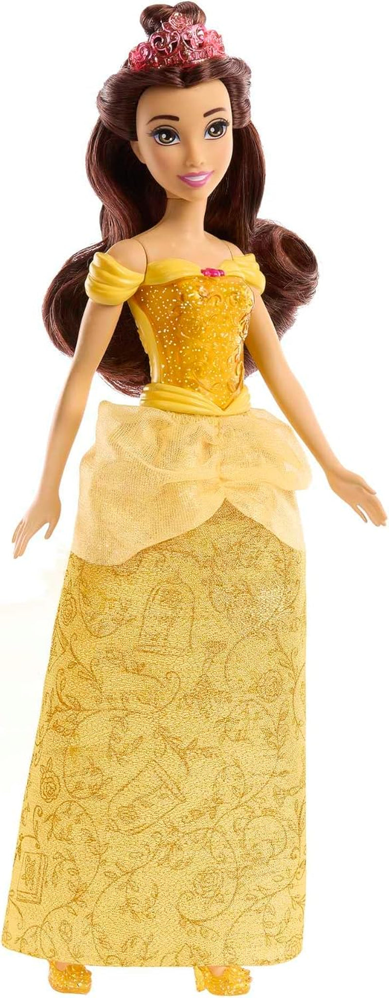 Mattel Disney Princess Spielzeug, bewegliche Belle-Modepuppe mit funkelnder Kleidung und Accessoires, Disney-Film-inspiriertes Geschenk für Kinder HLW11 Naty Shop Dolls