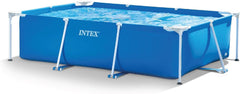 Rechteckiger Pool – oberirdischer Pool – 300 x 200 x 75 cm, blau und Oberflächenskimmer – Deluxe-Wandskimmer – hängender Skimmer, grau