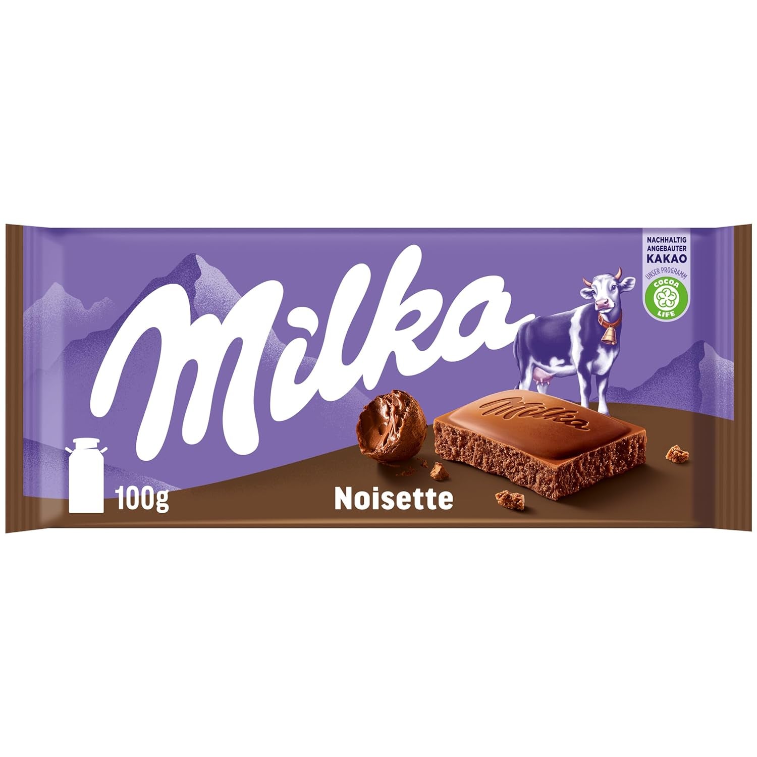 Milka Noisette – Alpenmilchschokolade mit zart-cremiger Haselnussfüllung – 25 x 90g