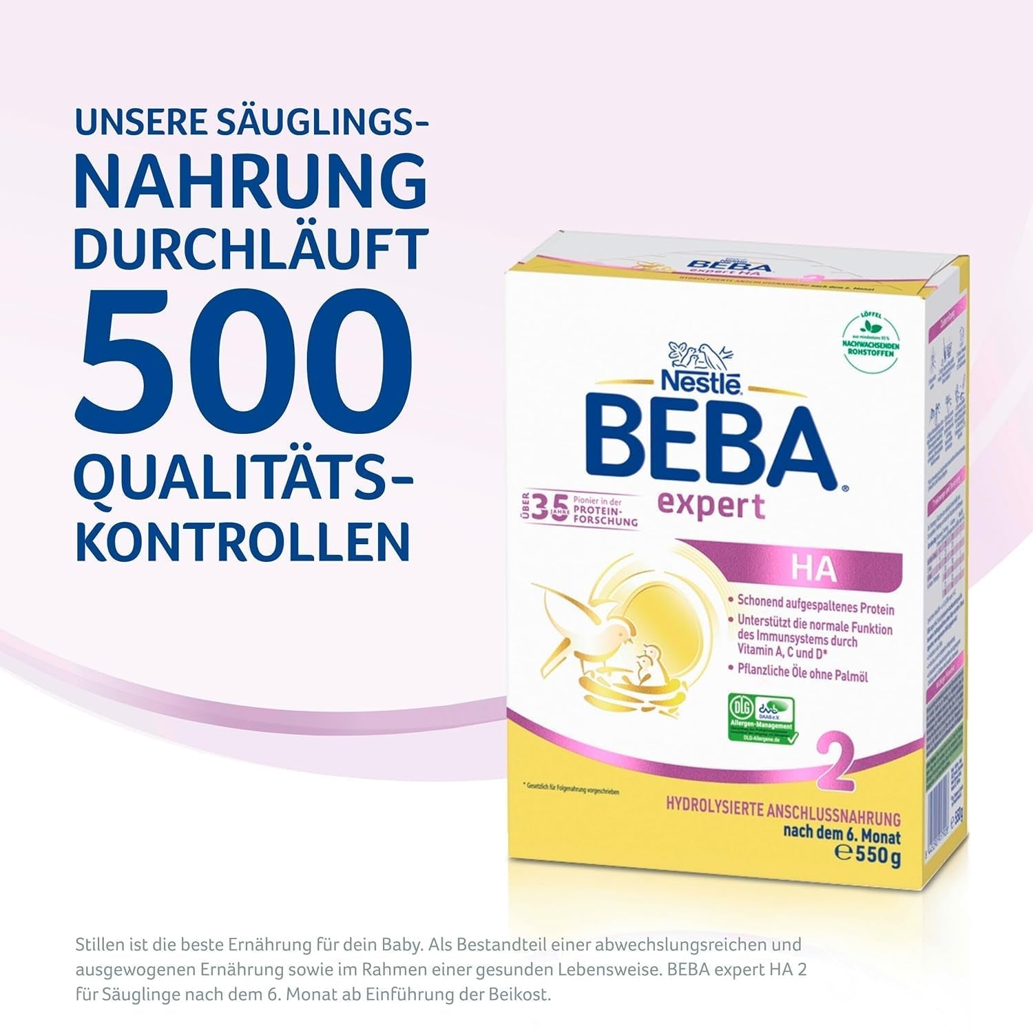 BEBA Expert HA 2 Lapte de continuare după 6 luni, hrană pentru copii cu proteină hidrolizată, doar lactoză, fără ulei de palmier, pachet de 6 (6 x 550 g) Naty Shop