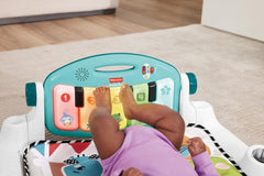 Fisher-Price Kontrast Kick & Play pătură cu pian pentru bebeluși, pătură distractivă cu pian, jucărie muzicală portabilă cu conținut de învățare Smart Stages, de la 0 luni, albastru, versiune franceză, HWY56 Jucarii Bebe Naty Shop