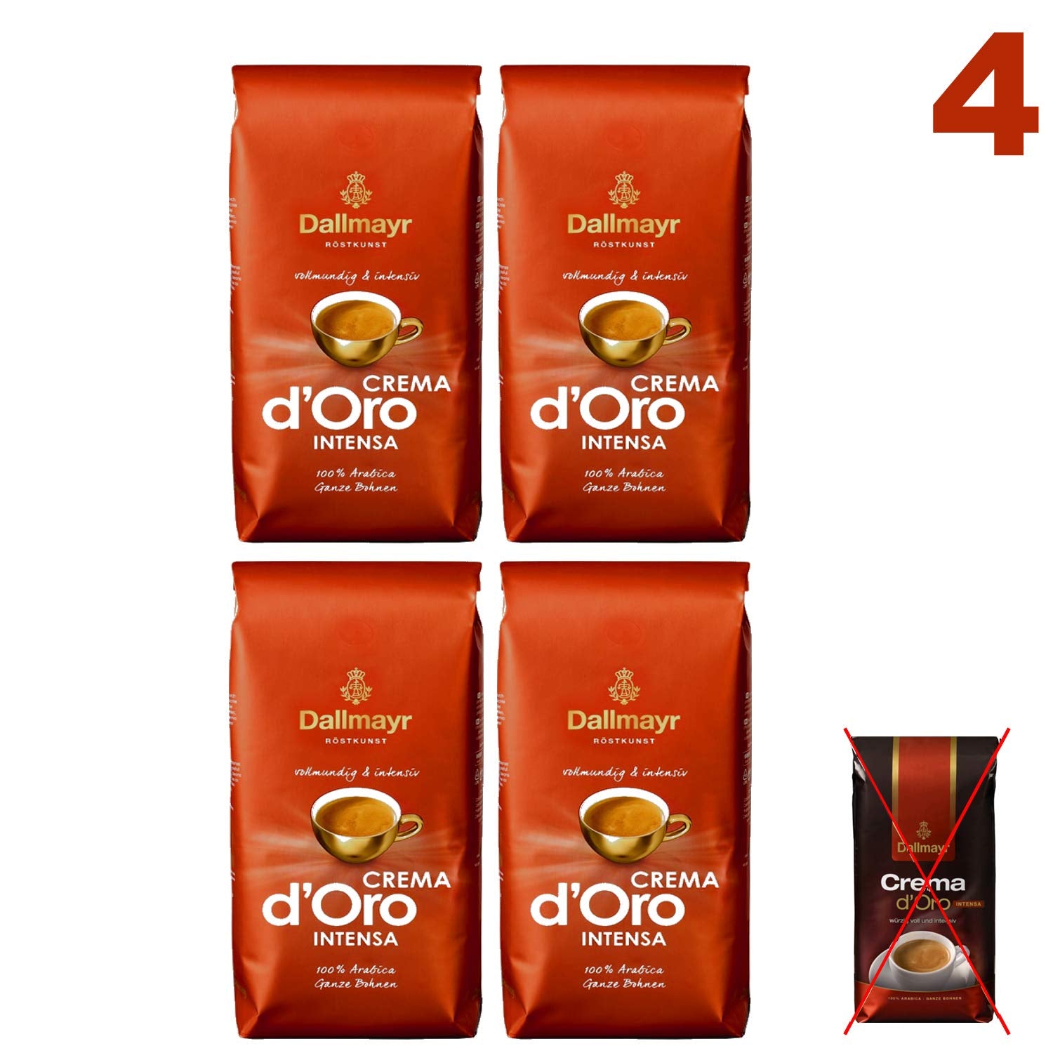 Crema d'Oro INTENSA Ganze Bohnen, 4x 1000g (4000g) - Kaffee von