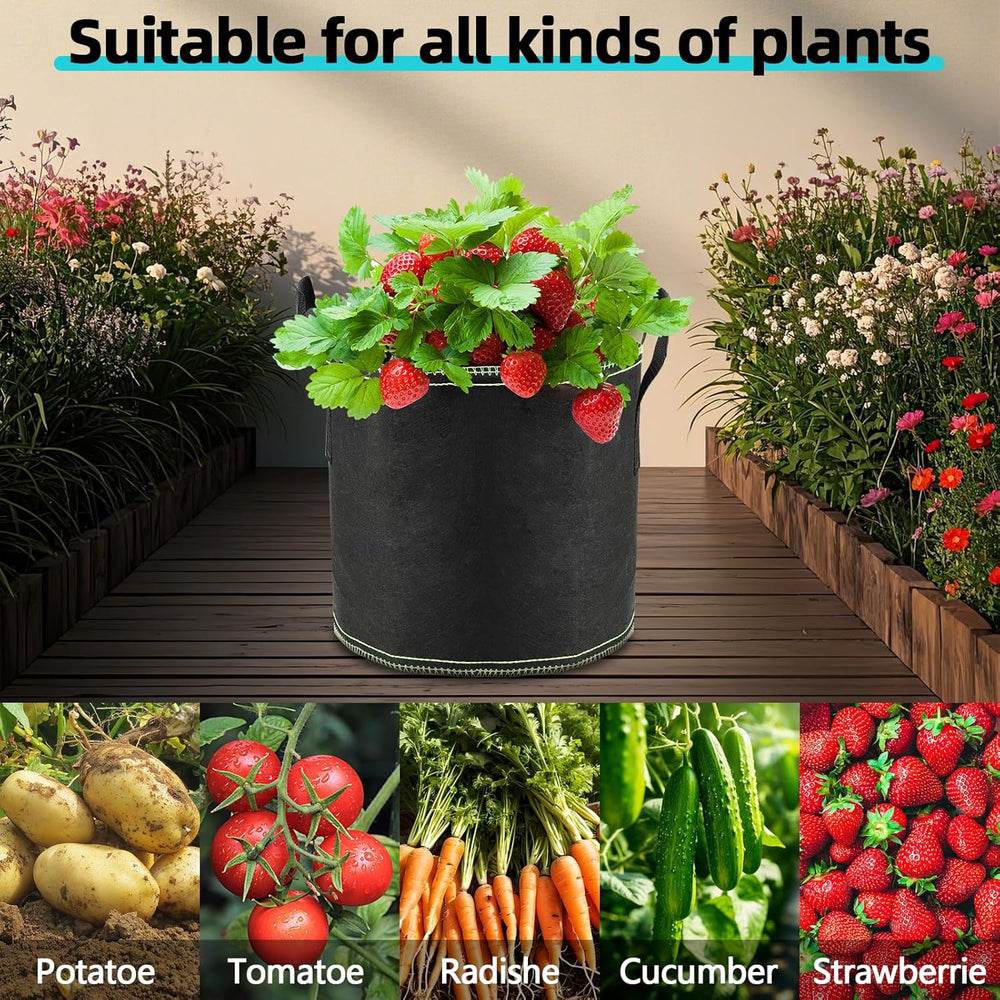 x 12 l Tomatentöpfe, Vlies-Pflanzbeutel mit Griffen, verdickte und belüftete Gartentöpfe, wiederverwendbare Pflanzbeutel für Kartoffeln, Tomaten, Gemüse, Blumen und Erdbeeren