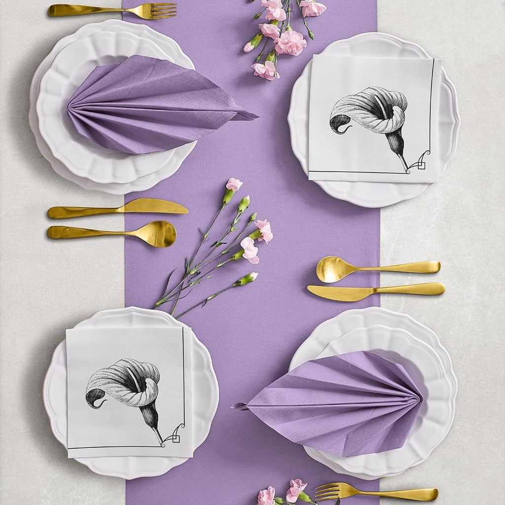 PAW - Șervețele Airlaid - Asemănătoare țesăturii (40 X 40 Cm) I 50 de bucăți I Pentru servicii funerare, ospăț funerar, înmormântare, rămas bun I Șervețele din pânză pentru decorarea mesei de înaltă calitate - Memory Flower I Memory Flower