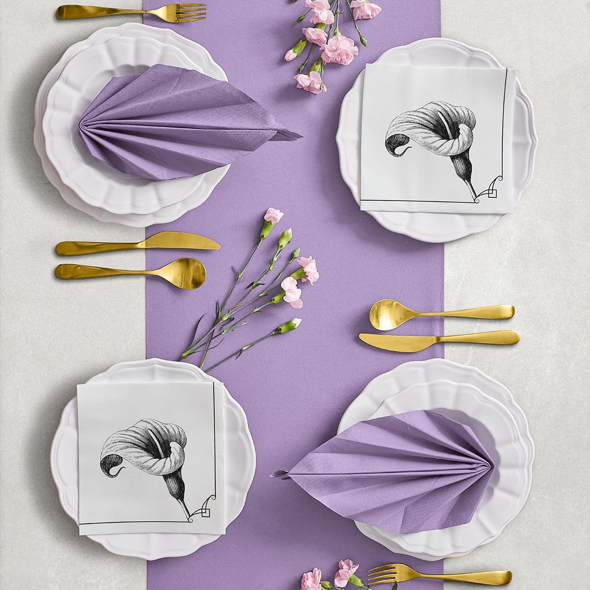 PAW - Șervețele Airlaid - Asemănătoare țesăturii (40 X 40 Cm) I 50 de bucăți I Pentru servicii funerare, ospăț funerar, înmormântare, rămas bun I Șervețele din pânză pentru decorarea mesei de înaltă calitate - Memory Flower I Memory Flower