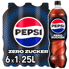 Pepsi Zero Sugar, Erfrischungsgetränk ohne Zucker, koffeinhaltige Cola, Set 6 x 1,25 Liter Alkoholfreie Getränke Naty Shop Neue Version