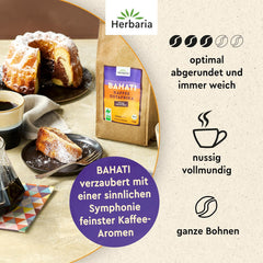 Herbaria BAHATI | BIO Kaffee ganze Bohnen | Naturland Fair zertifiziert aus Ostafrika | ausgewogene Röstaromen mit Noten von gerösteten Nüssen & Schokolade | Kaffeebohnen für Kaffeevollautomaten | 1kg